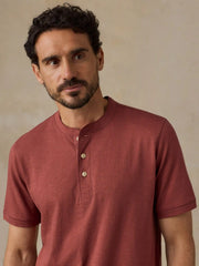 Short-Sleeve Sunwashed Regenerative Henley - Sunset Red