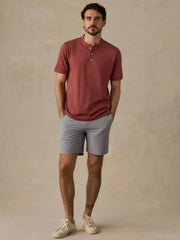 Short-Sleeve Sunwashed Regenerative Henley - Sunset Red