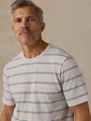 Sunwashed Regenerative Tee - Grey Water Stripe