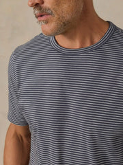 Sunwashed Regenerative Tee - Navy Ivory Stripe