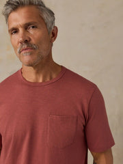 Sunwashed Regenerative Pocket Tee - Sunset Red