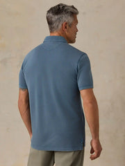 Short-Sleeve Sunwashed Pique Polo - Aqua Ocean