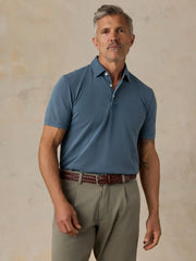 Short-Sleeve Sunwashed Pique Polo - Aqua Ocean