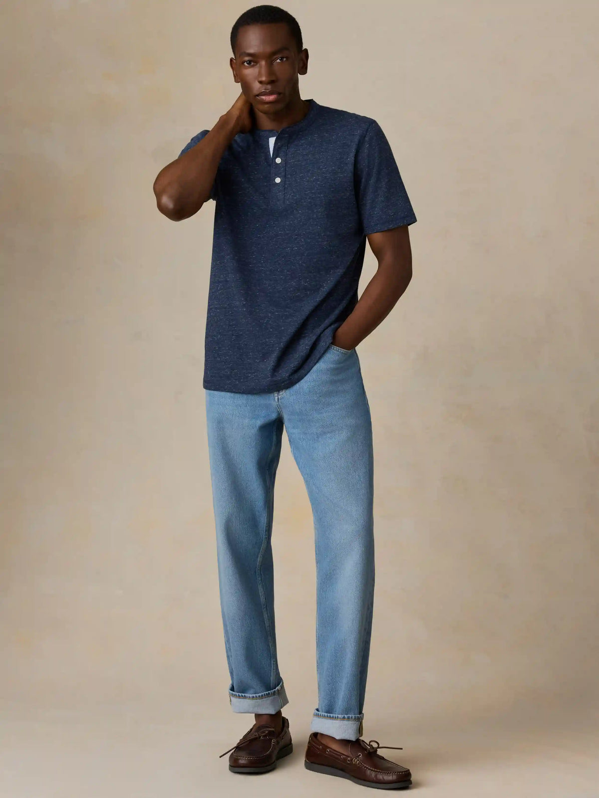 Short-Sleeve Breeze Henley - Midnight Skies Heather