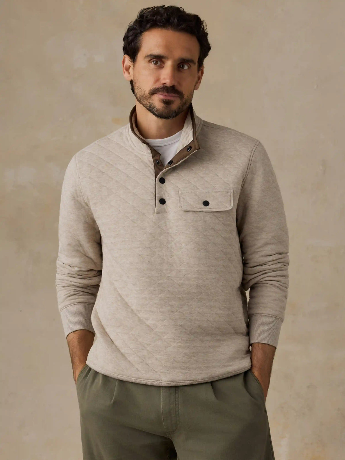 Epic Quilted Fleece Pullover - Oatmeal Melange
