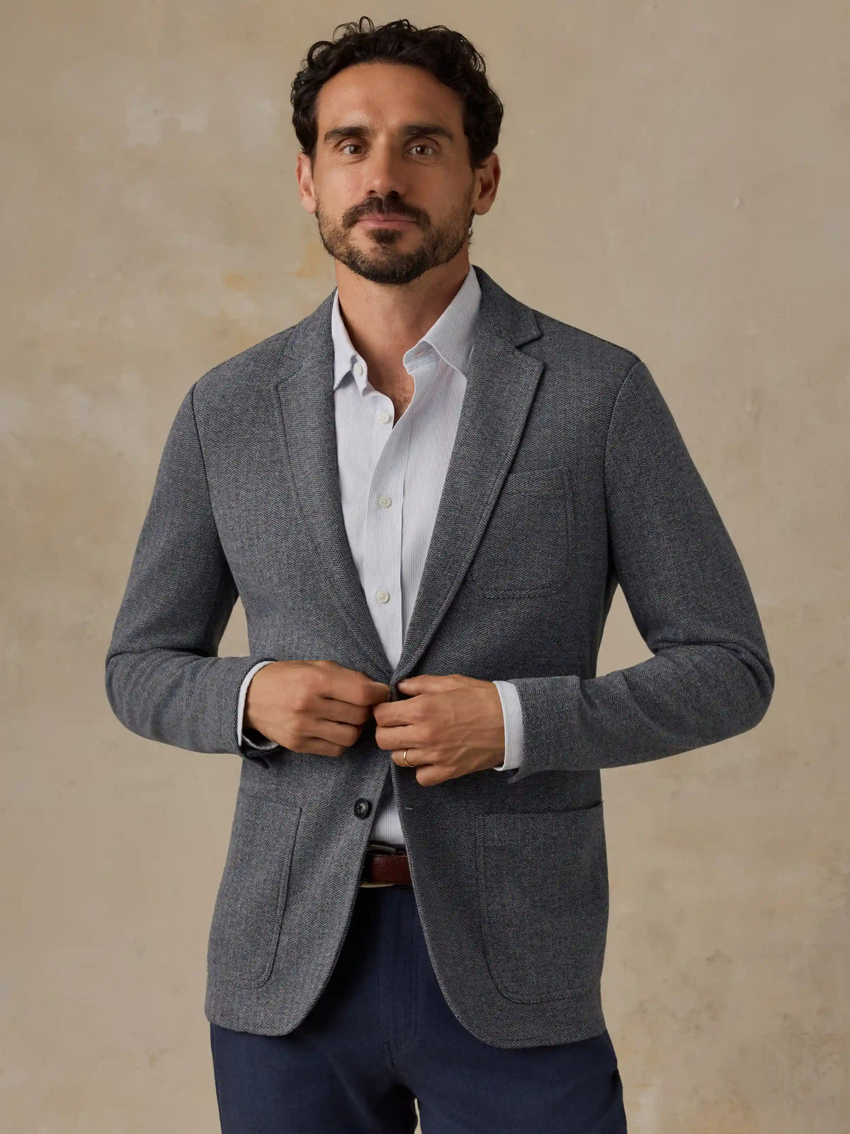 Inlet Knit Tweed Blazer - Grey Night Herringbone