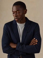 Inlet Knit Tweed Blazer - Navy Twilight Herringbone