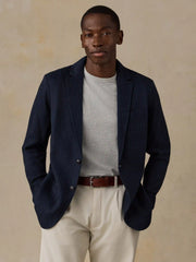 Inlet Knit Tweed Blazer - Navy Twilight Herringbone
