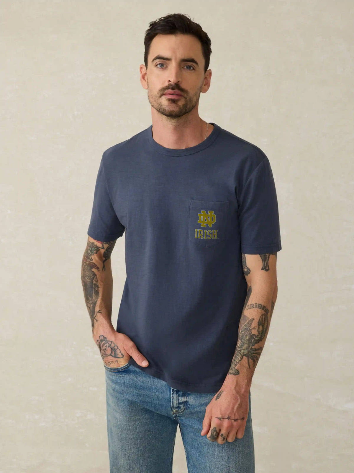 Notre Dame Sunwashed Pocket Tee - Dune Navy
