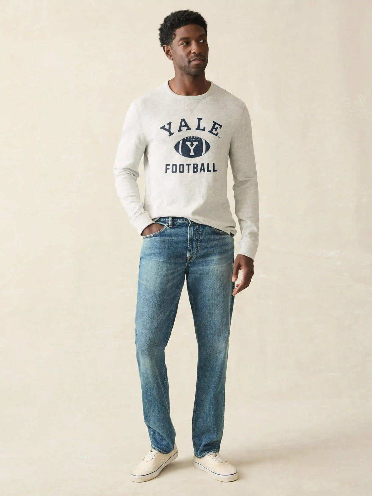 Yale Sunwashed Organic Crew - Light Grey Heather