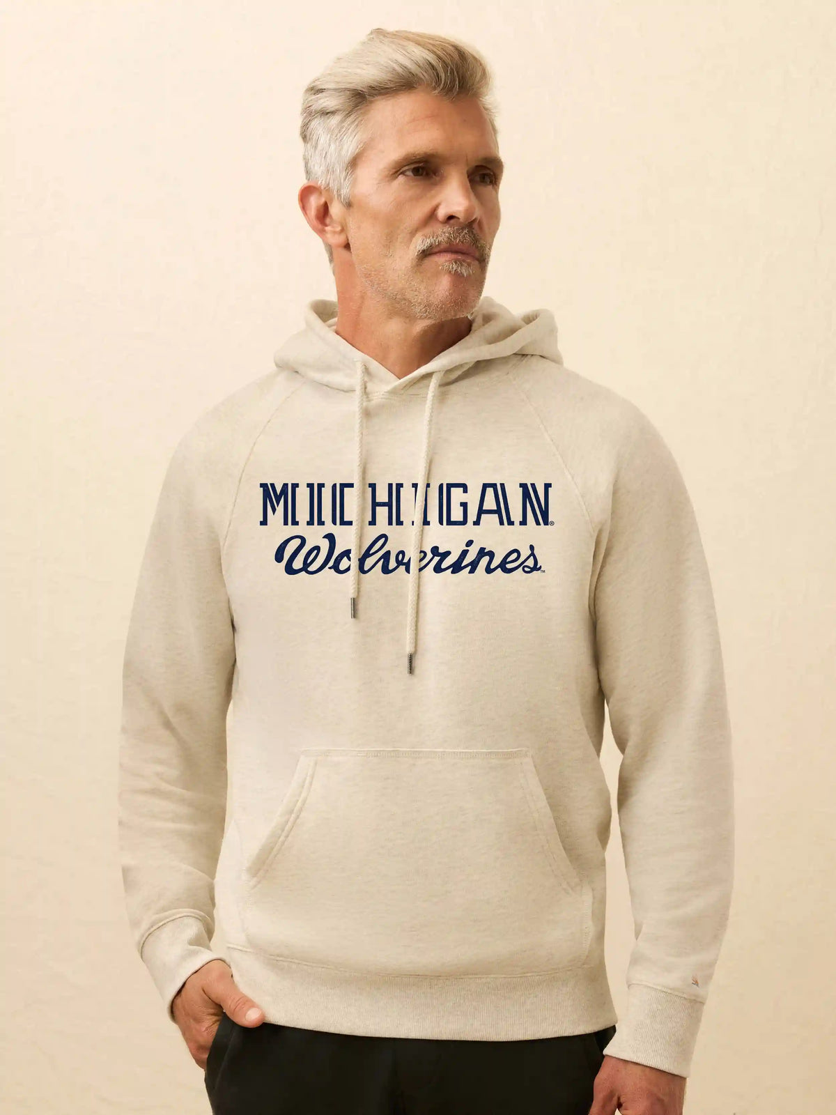University of Michigan High Standard Fleece Hoodie - Antique Ivory Heather