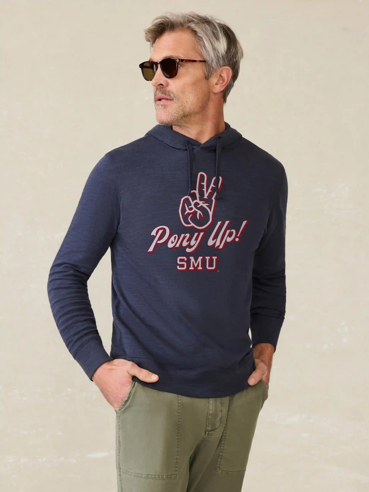 Southern Methodist University Sunwashed Slub Hoodie - Blue Nights