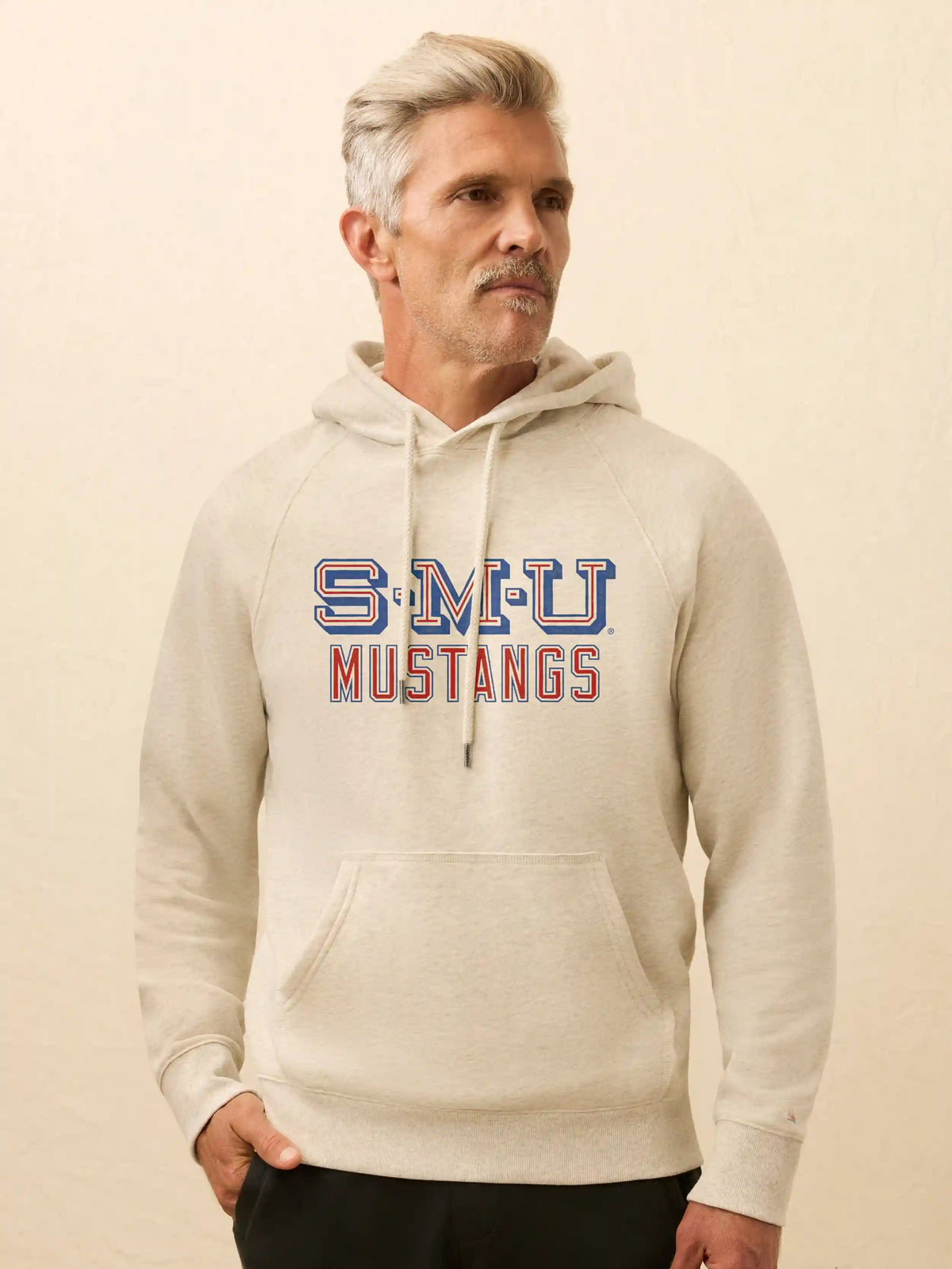 Southern Methodist University High Standard Fleece Hoodie - Antique Ivory Heather