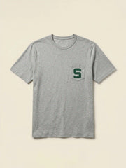 Michigan State Sunwashed Pocket Tee - Granite Heather