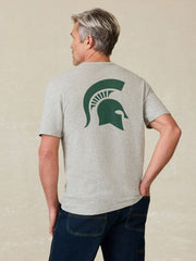 Michigan State Sunwashed Pocket Tee - Granite Heather