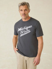 Michigan State Sunwashed Regenerative Tee - Graphite