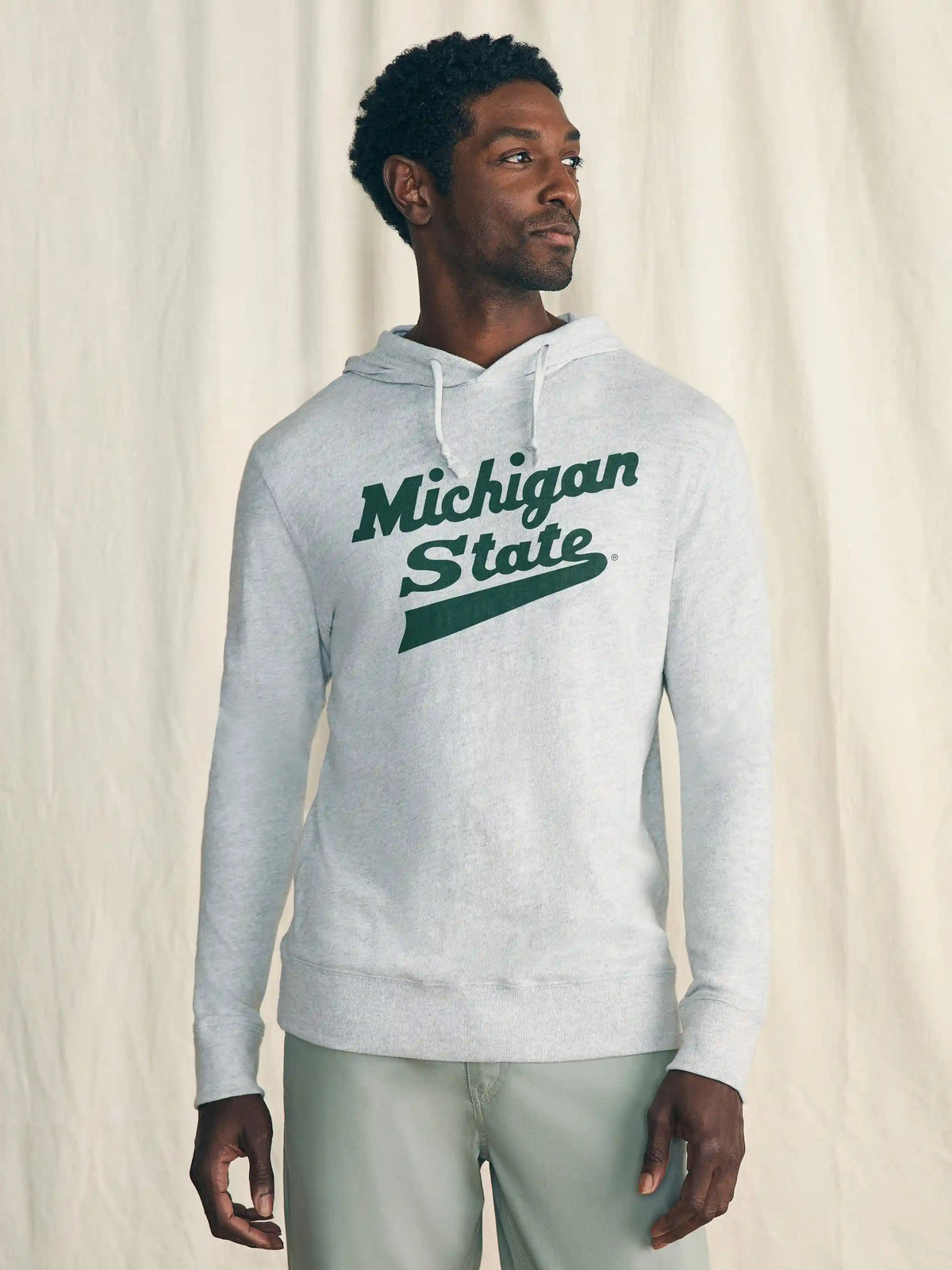 Michigan State Sunwashed Slub Hoodie - Light Grey Heather