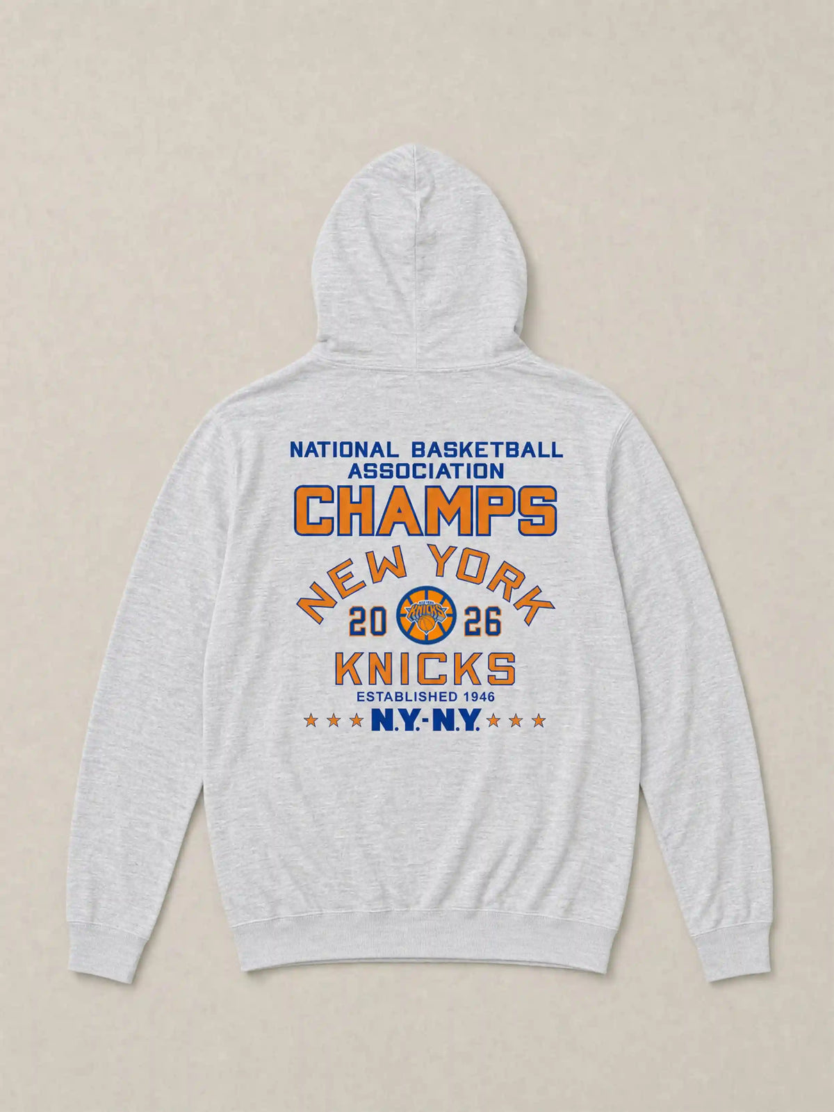 NY Knicks Sunwashed Organic Hoodie - Light Grey Heather