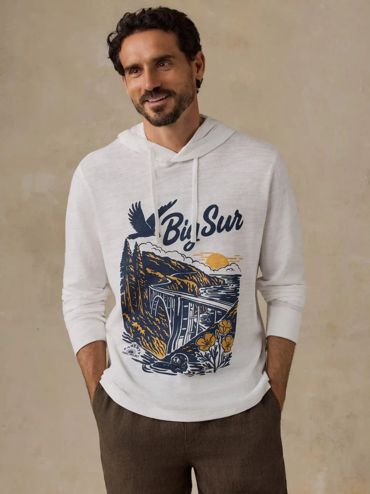 Faherty x Parks Project Big Sur Sunwashed Organic Hoodie - White