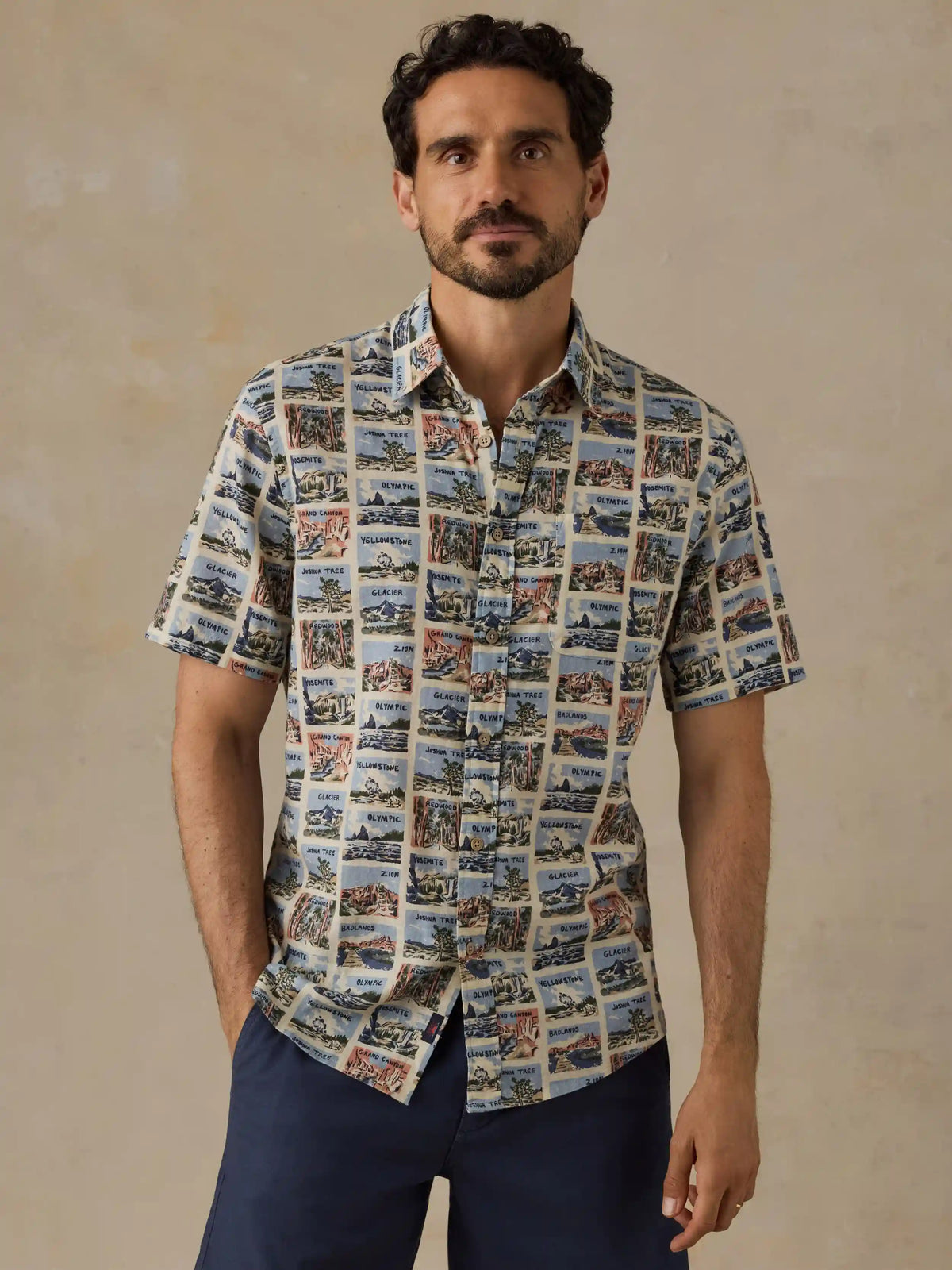 Faherty x Parks Project Short-Sleeve Breeze Shirt - Sand Parks Tile