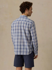 Long-Sleeve Weightless Cotton Shirt - Coastal Waters Plaid