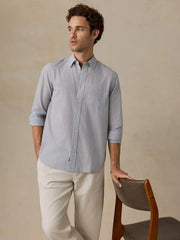 Long-Sleeve Weightless Cotton Shirt - Ivory Lake Stripe