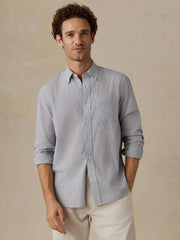 Long-Sleeve Weightless Cotton Shirt - Ivory Lake Stripe