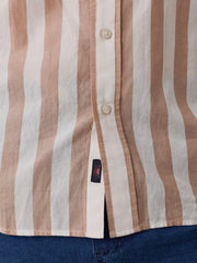Long-Sleeve Weightless Cotton Shirt - White Clay Stripe