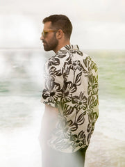 Short-Sleeve Linen Camp Shirt - Midnight Black Floral