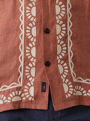 Short-Sleeve Embroidered Shirt - Dusty Sienna