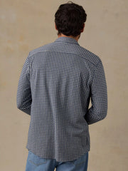 Coastline Knit Shirt - Blue Grey Gingham