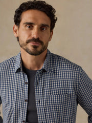 Coastline Knit Shirt - Blue Grey Gingham