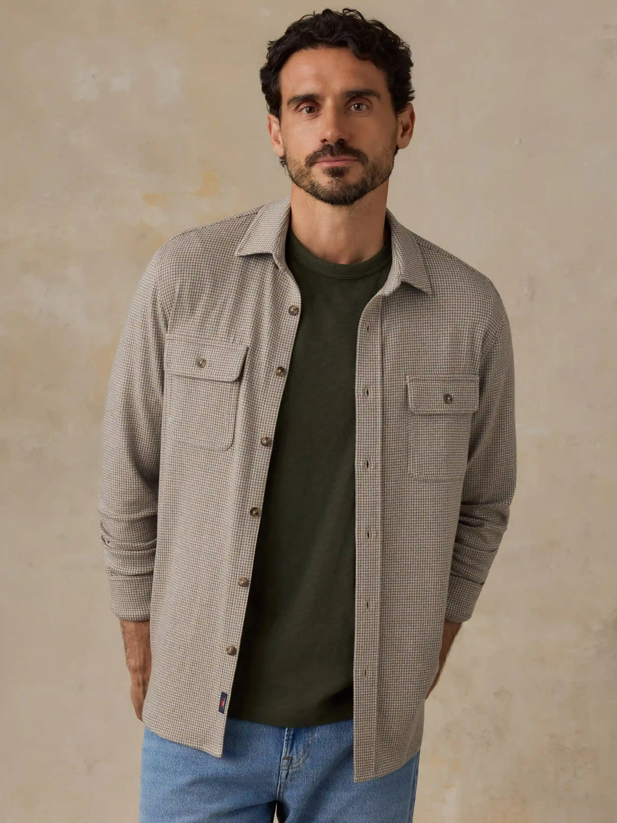 Legend™ Sweater Shirt - Taupe Brown Pincheck