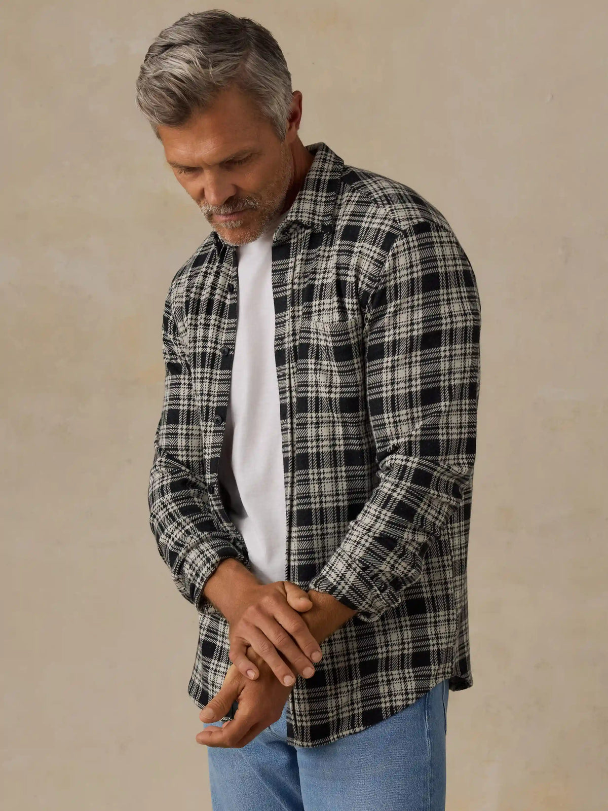 Legend™ Sweater Shirt (Single Pocket) - Charcoal Coast Plaid