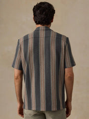 Short-Sleeve Oasis Camp Shirt - Charcoal Rust Stripe