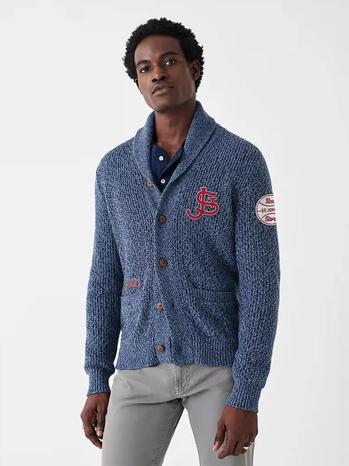 St. John's Marled Cotton Cardigan - Navy Night Marl