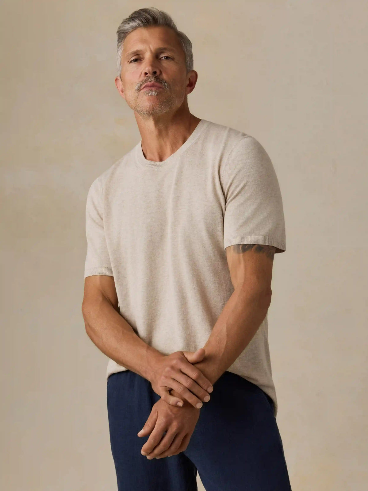 Short-Sleeve Sweater Tee - Faded Sand Melange
