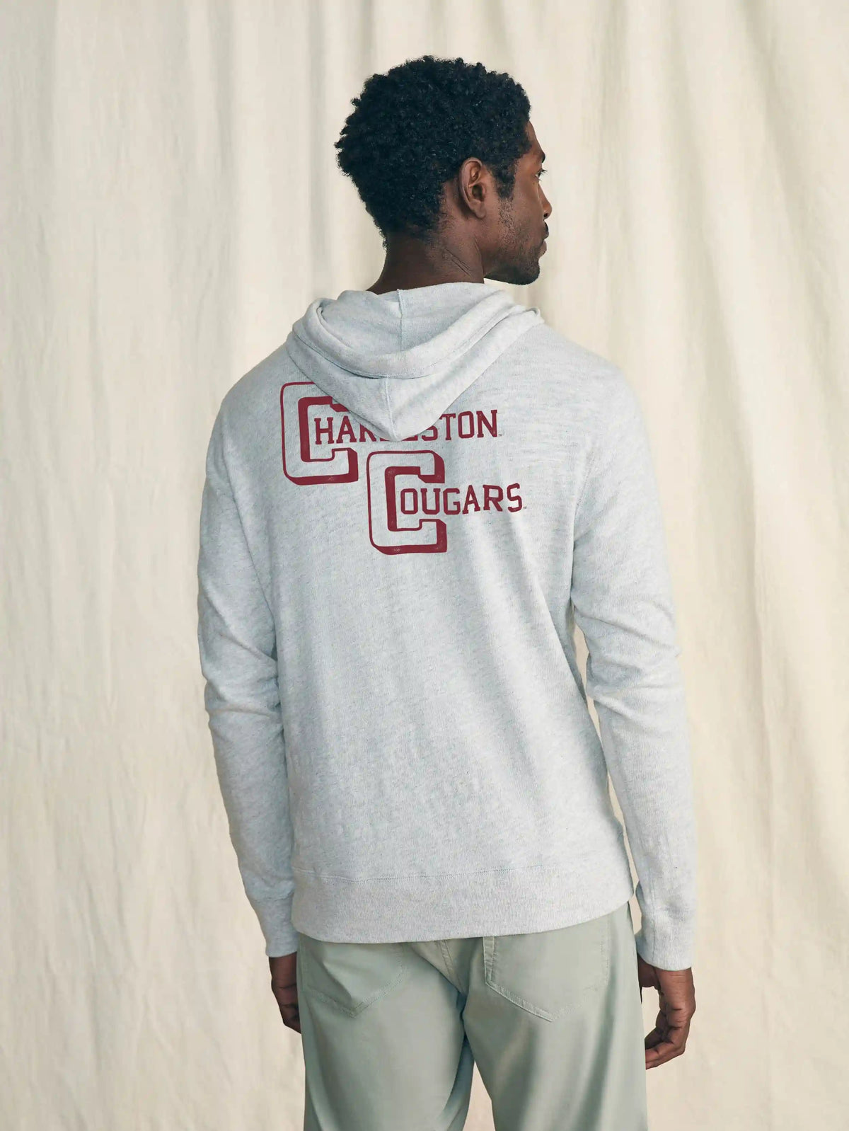 College of Charleston Sunwashed Organic Hoodie - Light Heather Grey