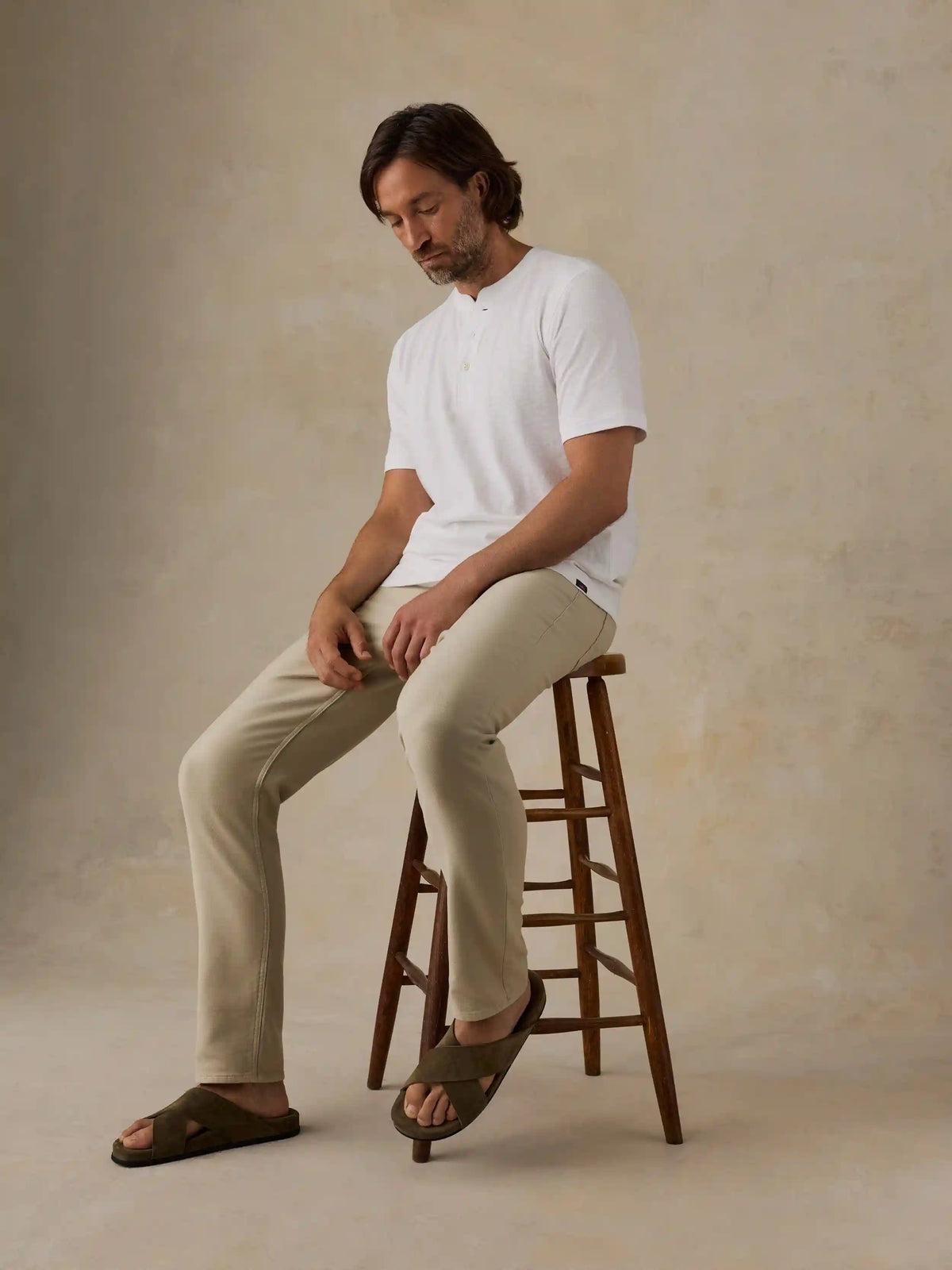 Stretch Terry 5-Pocket Athletic Fit Pant - Stone