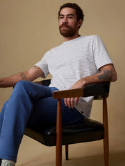 Sunwashed Regenerative Tee - Cream Flint Stripe