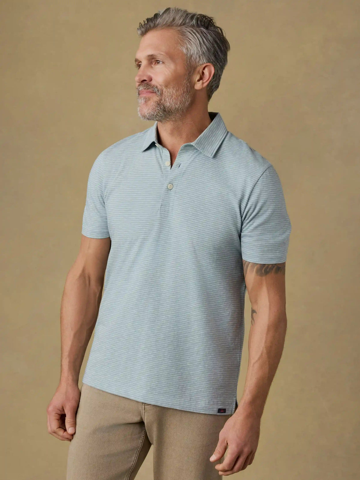 Sunwashed T-Shirt Polo - Dune Stripe Mist