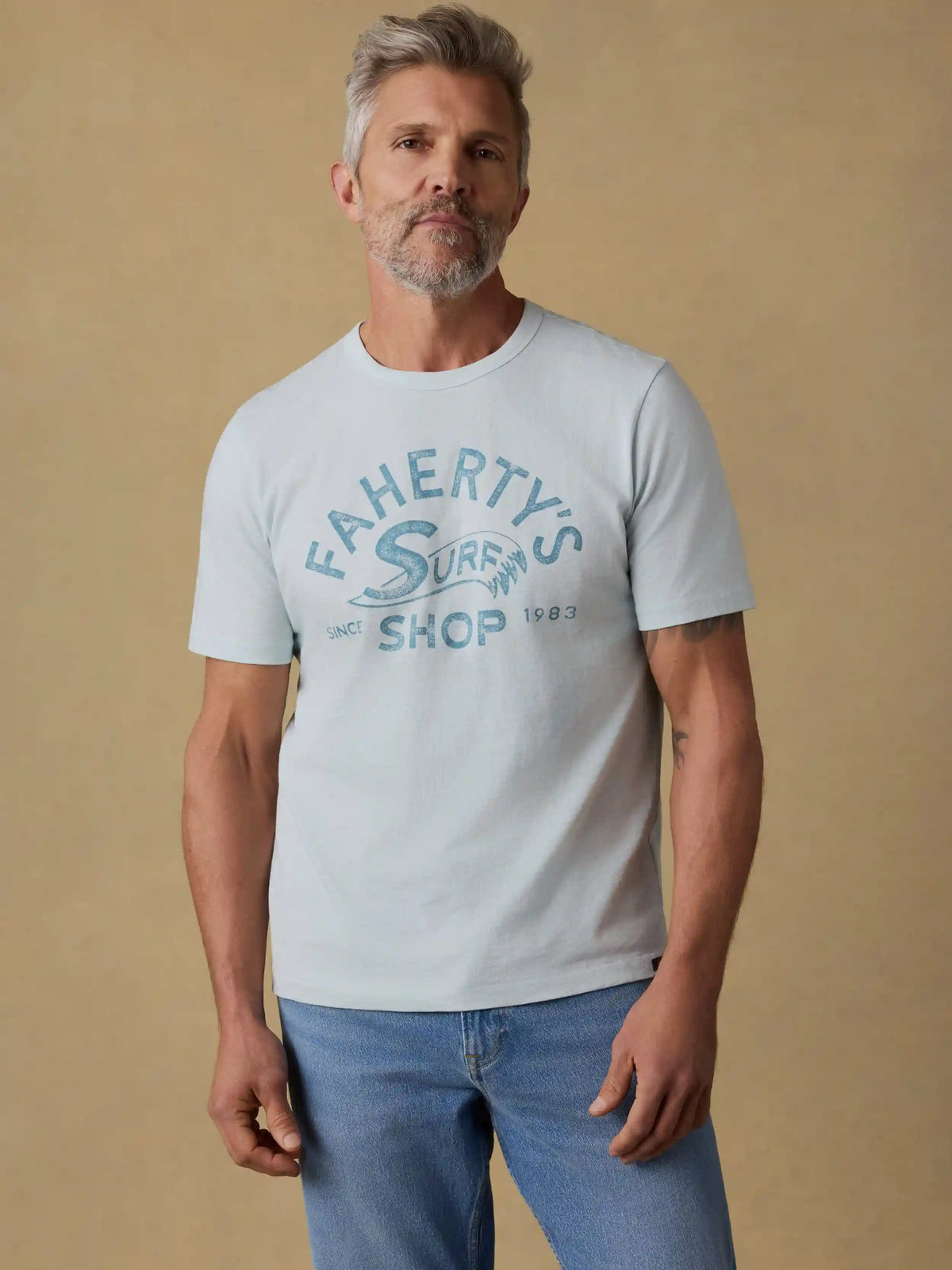 Surf Shop Sunwashed Regenerative Tee - Sky