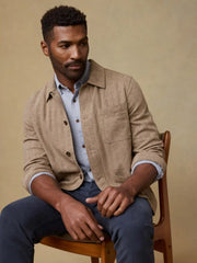 Herringbone Studio Jacket - Khaki Herringbone