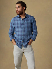 Laguna Linen Shirt - Rainy Lake Plaid