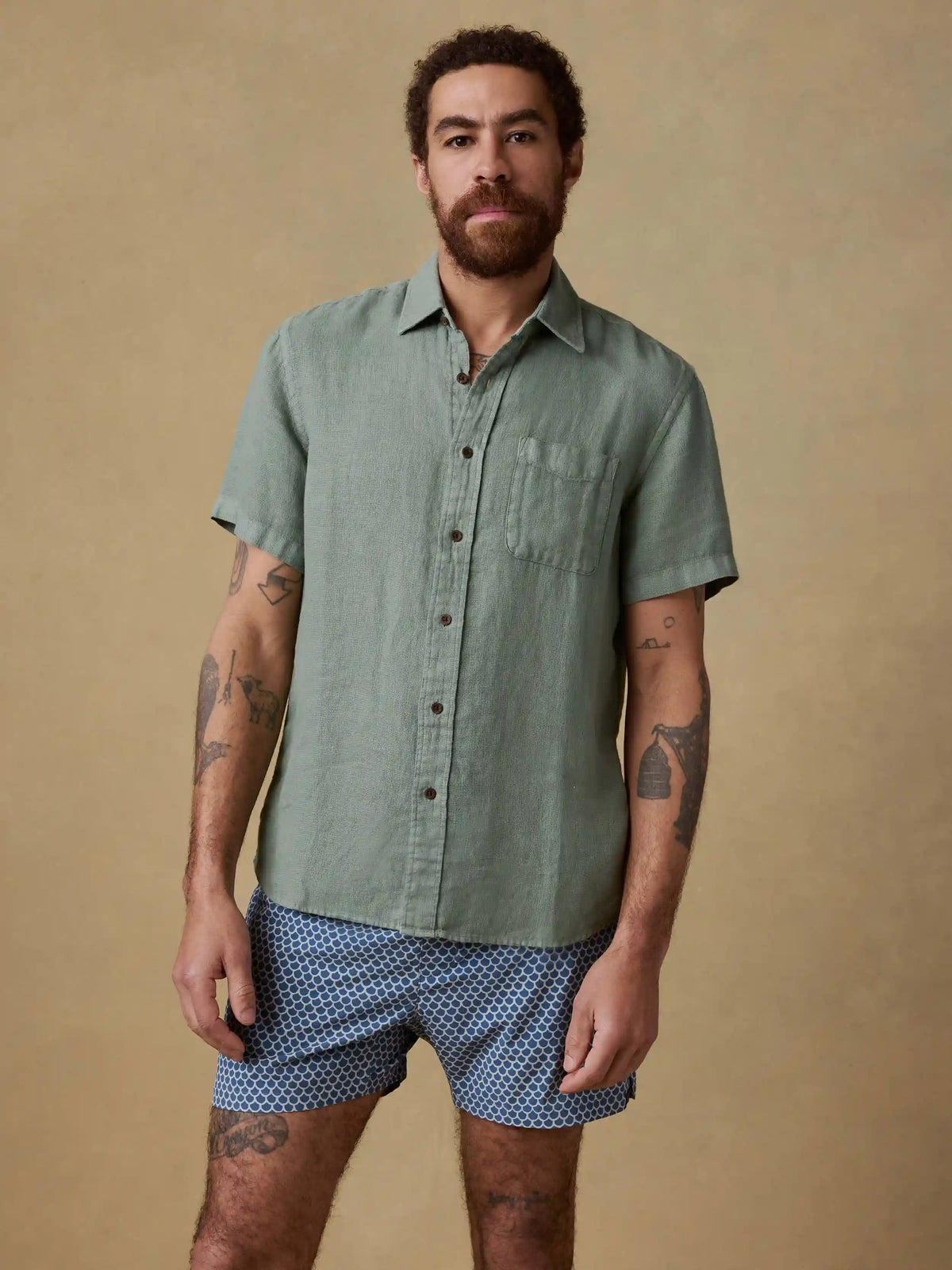 Short-Sleeve Palma Linen Shirt - Spruce