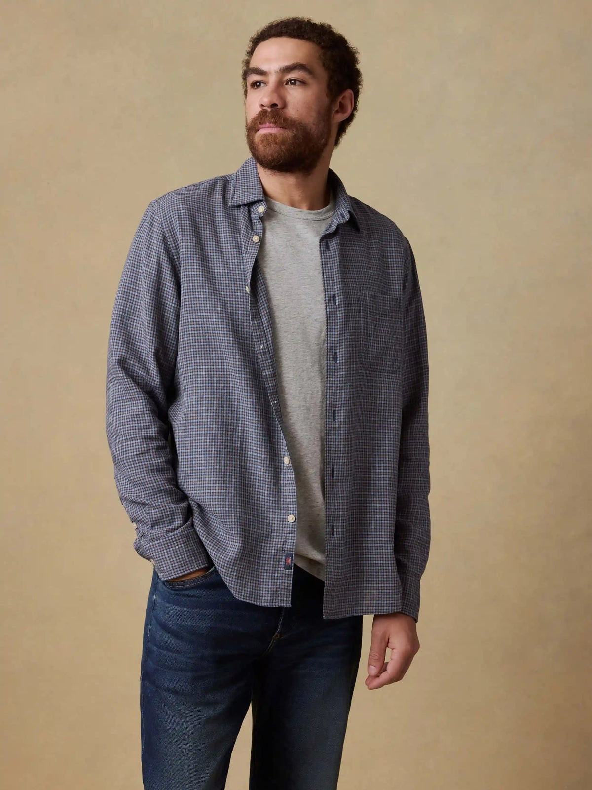 Palmetto Shirt - Navy Palm Check