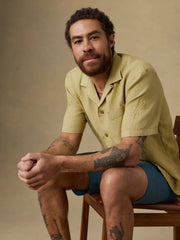 Short-Sleeve Embroidered Shirt - Island Wheat