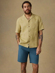 Short-Sleeve Embroidered Shirt - Island Wheat