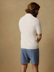Short-Sleeve Sunwashed Sweater Polo - White Shell