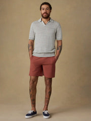Short-Sleeve Linen Sweater Polo - Beach Tree Stripe